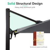 10 FT Cantilever Patio Umbrella 360&deg Rotation & Tilt Adjustment, Square Outdoor Offset Umbrella B082P195467
