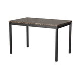 ZUN Simple Style Table 1pc Brown Faux Marble Table Top Black Metal Finish Frame Transitional B01152299