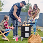 ZUN Vertical Steel Charcoal Smoker, Heavy Duty Double Layer Round BBQ Grill for Outdoor Cooking, Black 53758483