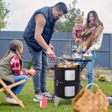 ZUN Vertical Steel Charcoal Smoker, Heavy Duty Double Layer Round BBQ Grill for Outdoor Cooking, Black 53758483