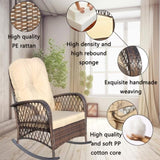 Outdoor Wicker Rocking Chair with Wide Seat, Thick, Soft Cushion, Rattan Rocker w/Steel Frame, High W209P265093