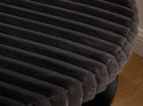 30.9"Wide Upholstered Round Ottoman Coffee Table Foot Rest with Black Metal Legs, Footstool with W3098P296974