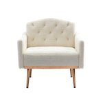 ZUN COOLMORE Modern Accent Chair with Arms, Tufted Decorative Fabric Armchair with Gold Metal Legs, W39537932