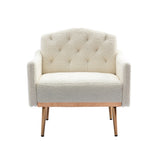 ZUN COOLMORE Modern Accent Chair with Arms, Tufted Decorative Fabric Armchair with Gold Metal Legs, W39537932