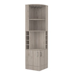 ZUN Syrah Corner Bar Cabinet, Eight Bottle Cubbies, Double Door, Two Open Shelves B070P211049