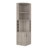 ZUN Syrah Corner Bar Cabinet, Eight Bottle Cubbies, Double Door, Two Open Shelves B070P211049