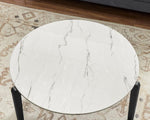 ZUN Living Room Coffee Table: Modern and stylish 24 inch round small coffee table, imitation marble W1781P178692