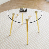 ZUN Round dining table with glass top, gilded metal legs, exquisite living, starting from details, W1151P205877