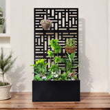 ZUN Metal Garden Bed with Trellis, 70 Inch Height Metal Planter Box with Trellis, Garden Box for 60517472