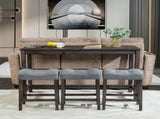 4 Piece Bar Table Set with Power Outlet,Bar Table Set with Chairs,Sofa Bar Table with Stools,Behind W1998P193827