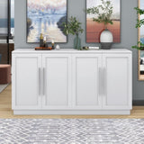 ZUN TREXM Sideboard with 4 Doors Large Storage Space Buffet Cabinet with Adjustable Shelves and Silver N715P192557K