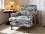 Accent Chair, Floral Upholstery, Nailhead Trim, Solid Wood Legs, Farmhouse Style, Armchair, Blue and 76208680