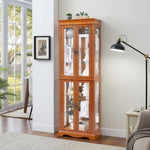 ZUN Lighted Glass Curio Display Cabinet,Display Cabinet,Glass Storage Cabinet Glass Wine cabinet Wood W2275P178797