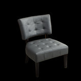 Blended Leather Tufted Accent Chair with Oversized Seating, Gray T2574P164247