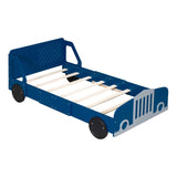 Twin Size Car-Shaped Platform Bed with Wheels,Blue WF311752AAC