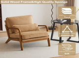 Low Arm Accent Chair - Khaki Corduroy Upholstered Indoor Lounge Chair, Compact Single Seater with 77115487