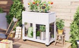 TOPMAX Patio 35.4''x17.7''x37.4'' Mini Wood Cold Frame, Compact 2 Doors Garden Greenhouse with N717P229026K