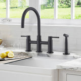 Double Handle Bridge Kitchen Faucet with Side Spray W122581047