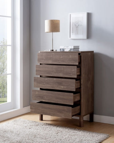 ZUN Contemporary Bedroom 5 Drawer Chest - Dark Brown B107131430