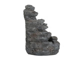 5-Tiered Concrete Tall Slim Fountain, 23.85"H LED-Lit Column, Space-Saving Modern Outdoor Accent, N765P324556G