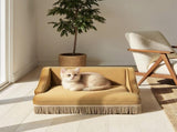 Duchess 33" Medium Princess Pet Bed Sofa with Fringe Skirt, Gold Yellow Performance Velvet B2719P479030
