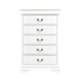 Traditional Design White Finish 1pc Chest of 5 Drawers Antique Drop Handles Drawers Bedroom B01149270