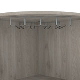 Syrah Corner Bar Cabinet, Eight Bottle Cubbies, Double Door, Two Open Shelves Light Gray B200P242413
