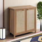 ZUN Sideboard Buffets Storage Cabinet - Boho Large Coffee Bar Cabinet with Rattan Decorated Door W295P253810