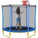 ZUN 5.5FT Trampoline for Kids - 65" Outdoor & Indoor Mini Toddler Trampoline with Enclosure, Basketball 06871922