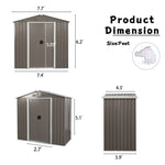 ZUN 8ft x 4ft Outdoor Metal Storage Shed 32344612