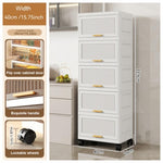 ZUN 15.75" Side Wide 5-Layers Flip Open Storage Box With Wheels, Storage Cabinet, Kitchen Shelf, 97885329