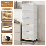 ZUN 15.75" Side Wide 5-Layers Flip Open Storage Box With Wheels, Storage Cabinet, Kitchen Shelf, 97885329