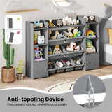 Gray Multi-Functional Kids Storage Shelf - Toy OrganizerBookcase, 56"x12"x39", Anti-Toppling, 74838693