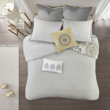 8 Piece Cotton Floral Printed Reversible Comforter Set Yellow King B03597284