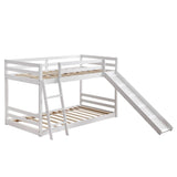 Elevated Cross Guard Rail with Slide Twin Pine Wooden Bed White 41427487
