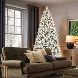 7.5ft Flocked Christmas Tree with 400L Colorful LED Lights with G45 ball, Realistic PEPVCHard 69213231