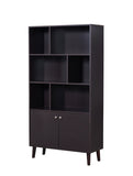 ZUN 67" Bookcase with Doors, 3-tier Bookshelf, Coffee W96539590