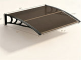 39"x30" Modern Polycarbonate Window Door Awning, UPF50 Waterproof Windproof Outdoor Patio Canopy 20740493