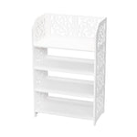 ZUN Wood-plastic Board Four Tiers Carved Shoe Rack White A 97499052