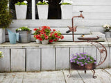 36 inch Bird Baths for Outdoors, Vintage Metal Garden Bird Bath with Solar Lamp and Flower Planter 98260566