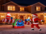4.7 FT Lighted Christmas Inflatable Decoration, Large Motorized Seesaw with Santa and Reindeer, 76233544