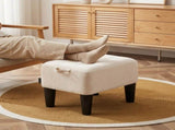 Small Ottoman Foot Stool with Thick Cushion & Sturdy Angled Legs, Cream White 40784668