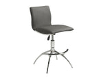 Modern Barstool Texture Leatherette/Chrome Adjustable Height In Gray Color B091119812
