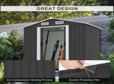 6 x 4 FT Outdoor Storage Shed, Metal Garden Storage House with Slanted Roof & Double Sliding Doors 10356971
