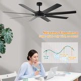 72 inch Ceiling Fans no Light with Remote Control, 8 Reversible Blade, Quiet DC Motor, Timer W2352P221668