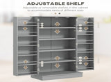 Simple Triamine Adjustable Shelves Sideboard With Door Cabinet White, Gray-AS 02962653
