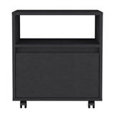Austin Nightstand , End Table, Side Table Casters, Single Drawer-Black B07092130
