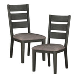 Transitional Side Chairs 2pc Set Wood Frame Padded Seat Casual Look Neutral Toned Fabric B01143653