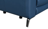 High-Leg Console Loveseat - Top-Grain Leather, Dual-Power, Ocean Blue Color - Stowaway Footrest, B081109567