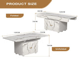 47" Wood Folding Dining Table with storage rack and cabinet, Removable Entryway Table with 6 Wheels, 89628022